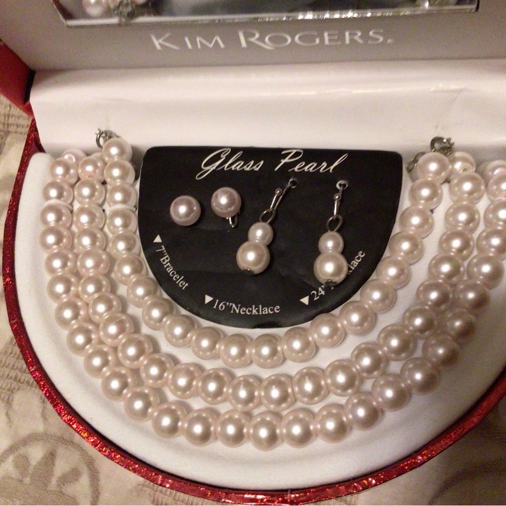 Kim Rogers Glass Pearl Jewelry Set
